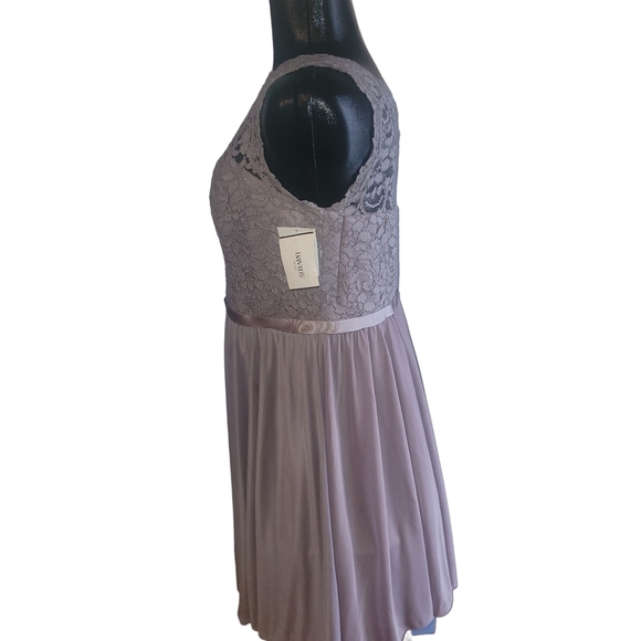 Davids Bridal Pale Rose Lace One-Shoulder Dress 14 - Picture 5 of 7